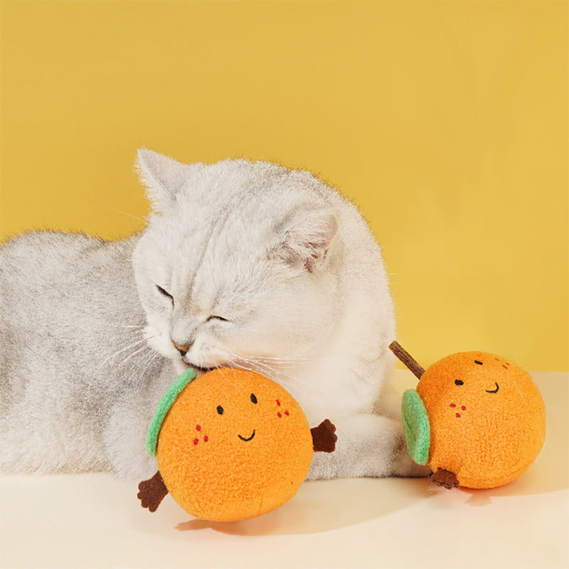 Cat Toy with Silver Vine Stick - Apple, Orange